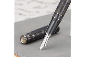 ASVINE Hongdian N7 Stylo plume à piston en résine grise avec capuchon de lapin, pointe moyenne en iridium, stylo d'écriture lisse avec boîte en métal