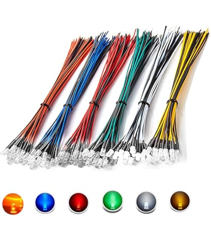 Kit 90 Diodi LED 5mm 12V - 6 Colori Con Resistenza E Fili - Foto 4