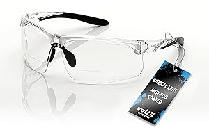 voltX 'CONSTRUCTOR ULTIMATE' Occhiali di sicurezza da lettura BIFOCALI - Certificato CE EN166f - rivestimento antiappannamento UV 400 (+2,5 diottria, Montatura Trasparente, Lenti Trasparenti)