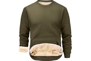 Peakwell Herren Gefütterte Sweatshirts Warm Winter Pullover Thermo Fleecepullover mit Kängurutasche