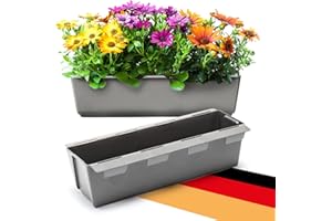 BigDean 2er Set Paletten Blumenkästen - Einsatz - mit Hängesystem zum Einhängen - 37cm Beton-grau - Pflanzkasten für Europalette Balkonkasten Blumentopf - aus recyceltem PP-Kunststoff
