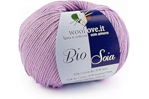 TRICOT CAFE' Woolove - Bio Soia - Gomitolo Filato Misto Cotone e soia Morbidissimo Traspirante e Lucente Fibre Naturali vegetali Ideale per Ferri/Uncinetto: 3.00/3.50 Lilla 312 1pz 50 gr