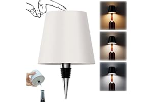 AIMARS Wireless Bottle Lamp, 3 Color Stepless Dimming Wine Bottle Lamp, LED Rechargeable Touch Control Wireless Bottle Lampshade for Bedroom, Restaurant, Bar (White, 1-Pack)