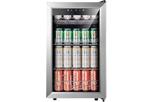 Kalamera Beer Fridge, 68L Freestanding Drinks Fridge with Glass Door, Digital Touch Control, Stainless Steel, KRC-70BV
