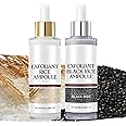 Glow Rice Ampoule Duo White Rice Ampoule+Black Rice Ampoule Soft Exfoliating Face and Body Scrub Dead Skin Cells, Exfoliating Facial Cleanser Polish for Refining Pores Skin Brightening