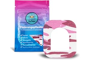 FixTape atmungsaktives Fixier-Tape für OmniPod I selbstklebendes Patch mit Loch für schlauchlose Insulin-Pumpe I hypoallergen hautfreundlich wasserfest in modernen Designs I 7 Stk (Camo Bloody)