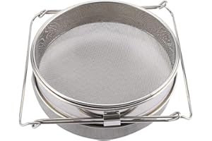 EVTSCAN Latest Big Stainless Steel Double Layer Honey Sieve,Strainer Honey Sieve,Strainer,Silver,Filter Set with Adjustable Arms,for Filter Out The Impurities of The Honey