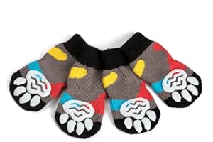 Akopawon 4 Pezzi Calzini Antiscivolo per Cani e Gatti Proteggi Zampe Calzini Controllo trazione per Interni, Calze per Cuccioli Cane e Gatto con Rinforzo in Gomma,Taglia S - 3XL per Cani 1.0-22.5kg