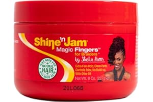 Ampro Shine-n-Jam Magic Fingers Gel for Braids - Provides Firm Hold with Non-Greasy Shine - Strengthens Hair with Silk Proteins - Works on Any Hair Texture to Create Multiple Styles - 8 oz