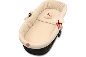 TOTSY BABY Coussin de siège Mousseline pour poussette bébé - housse de nacelle habillage couffin o réducteur chaise haute accessoires 3 pièces avec insert et oreiller Beige Clair