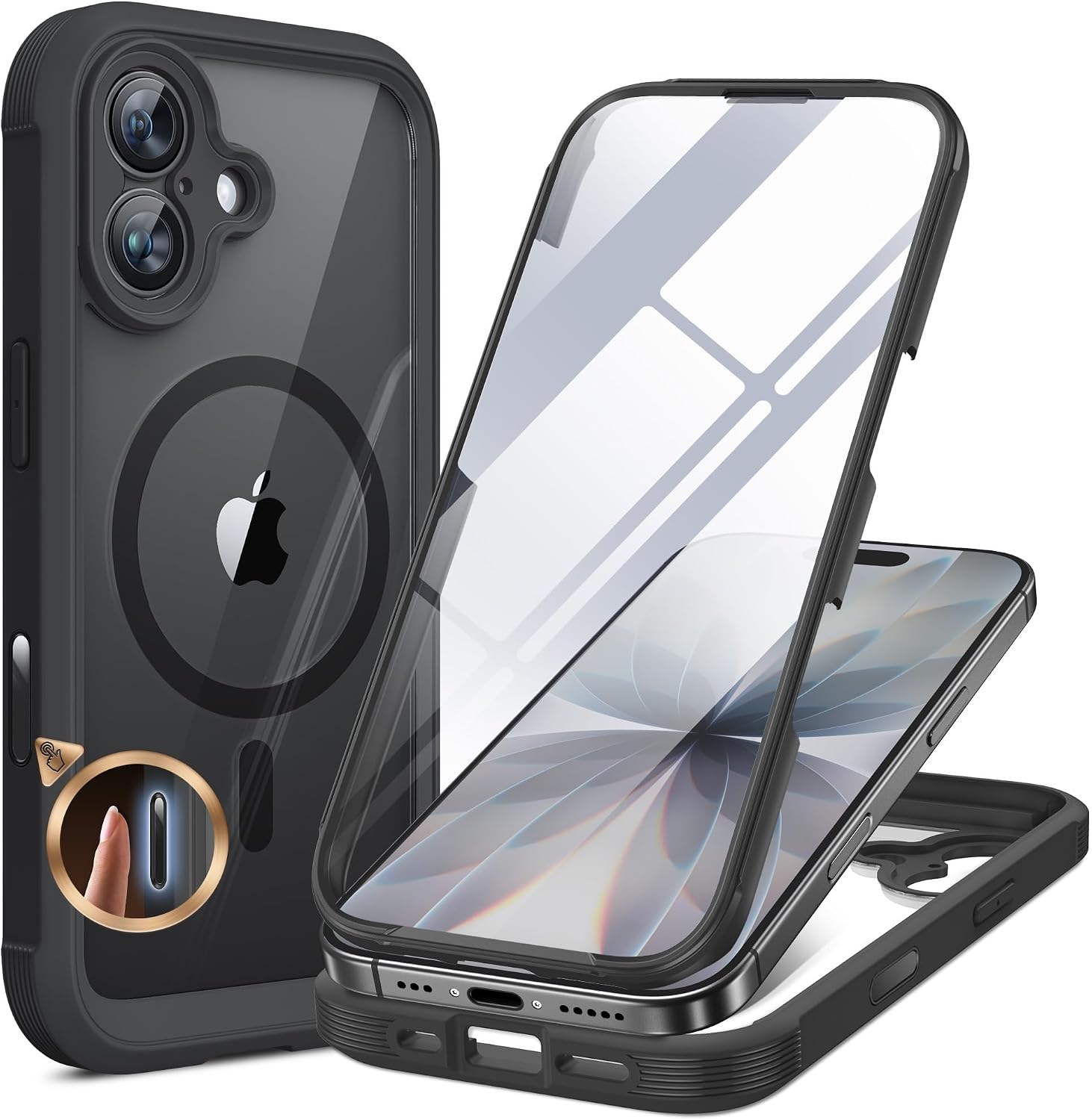 Miracase Magnetic Case for iPhone 17 Case, [Bubble Free] Built-in Glass Screen Protector+ [New Camera Control Button], Full Body Bumper Compatible with MagSafe, Drop Proof 17 Cover,6.3-inch (Black)