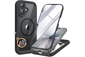 Miracase Magnetic Case for iPhone 17 Case, [Bubble Free] Built-in Glass Screen Protector+ [New Camera Control Button], Full Body Bumper Compatible with MagSafe, Drop Proof 17 Cover,6.3-inch (Black)