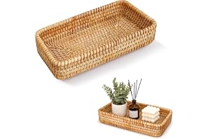 QingWing Flätad nyckelring bricka, 21 × 11 × 4 cm rottingbricka