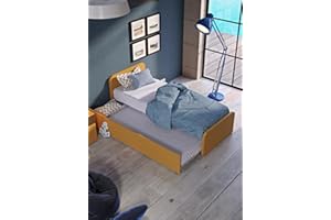 MOBILFINO CAMERETTE Letto Singolo con Letto Estraibile, trasformabile in Matrimoniale. Testate Personalizzabili, reti in Acciaio e doghe in faggio - Testata a Sinistra, Basalto