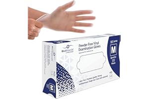 FARLA MEDICAL MediHands Vinyl Clear Medium Gloves, Disposable Surgical Gloves, Box of 100, Powder Free, Latex Free, Protein Free, Medical, Food, Multi-Use