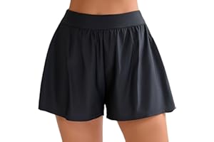 Halcurt Badeshorts Damen Badehose Schnell Trocknende Boardshorts Bauchkontrolle Schwimmshorts S-XXL