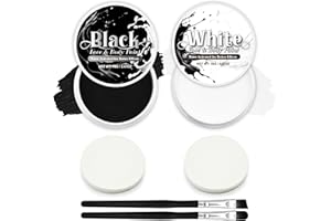 GCCL Black & White Face Paint Set (2.47 oz Each) - Professional High Pigment Oil-Based Makeup Kit for Halloween SFX, Clown, Joker, Skeleton Cosplay - Body & Face Costume Party Accessory for Kids Adults