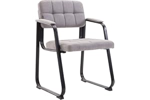 CLP Chaise Visiteur Canada B I Assise et Dossier Rembourré Revêtement Tissu I Chaise de Cuisine avec Accoudoirs I Pieds en Métal I Couleur: Gris Clair, métal Mat Noir