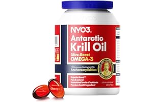 NYO3 Huile de Krill 1000mg Omega 3 EPA & DHA, Huile de Krill Antarctique pure avec Astaxanthine, testé en laboratoire,60 capsules molles
