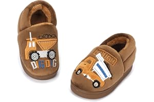 LACOFIA Chaussons antidérapantes d'hiver pour garçons Pantoufles de Maison Chaudes en Peluche Enfant