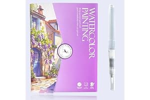 Glvomazty Libro Para Colorear Adultos, Coloring Book For Adults 12 Colores, Libro-Magico-Agua con Pinceles, Anti Stress Kit Acuarela Portatil, Watercolor Workbook para Principiante