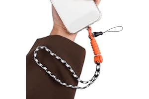 Fycyko Compatible avec Cordon Téléphone Portable Universelle Lanière de Poignet Portable Réglable Anti-Perte Dragonnes de Téléphone Lanière Compatible avec Tous Les Smartphones-Noir Orange