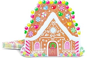 HNH Christmas Paper Plates Set 20 Gingerbread House Party Plates Disposable
