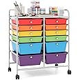 Giantex 12-Drawer Rolling Storage Cart, Multipurpose Movable Organizer Cart, Utility Cart for Home, Office, School (Multicolor)