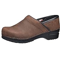 CUSHIONAIRE Zoccolo Donna In Vera Pelle Marrone Con Plantare Imbottito +Comfort - Taglia 39 EU