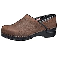 CUSHIONAIRE Zoccolo Donna In Vera Pelle Marrone Con Plantare Imbottito +Comfort - Taglia 39 EU