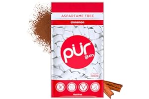 PUR Gum | Chewing-Gum Sans Sucre | Au Xylitol | Végétalien, Sans Aspartame et Sans Gluten | Gum Naturel Au Goût De Cinnamon, 55 Pièces (Lot De 1)