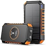 Hiluckey Caricabatterie Solare 26800 mAh con 4 USB Batteria Esterna Portatile USB C Power Bank Senza fili Impermeabile con 2 