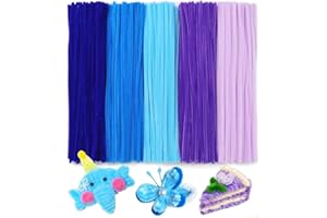 Tiehuoxia 200 PCS Pipe Cleaners, 5 Colors Pipe Cleaners for Crafts, Arts and Crafts Supplies for DIY, Decorations (Blue)