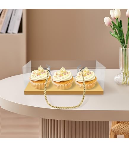 Lot De 10 Boîtes à Cupcakes Rectangulaires Transparentes Avec Poignée - Parfaites Pour Anniversaires, Mariages, Noël & Magasins De Gâteaux (22,5 X 7,8 X 7,8 Cm)