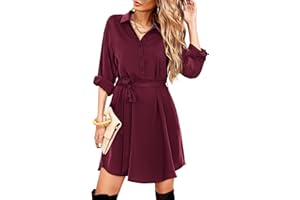 Beluring Women's Shirt Dresses Casual Long Sleeve Button Dress with Pockets