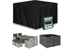 WANOCEAN Garden Furniture set Covers, Outdoor Patio Furniture Cover Waterproof 420D Oxford Anti-UV Tear-Resistant Rectangular Rattan Furniture Covers 140x140x90cm