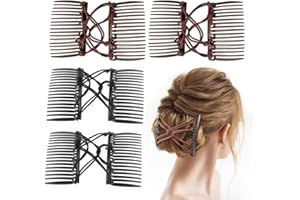 BIVBWQU 4 Pezzi Fermagli per Capelli Elastici a Doppio Pettine per Capelli Elastici Pettini Magici per Capelli Spessi, Regolabili