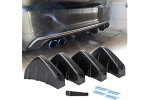 JMTBNO 4X Diffuseur de Pare-Chocs Arrière de Voiture Universel Spoiler Fibre de Carbone Auto Pare-Chocs Arrière Lèvre Diffuseur Aileron de Requin Becquet Anti-Collision Séparateur Accessoires