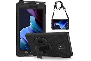 Gerutek Etui do Samsung Galaxy Tab Active 5/Active 3 8 cali SM-X300/X306B/T570/T575, odporne na uderzenia etui pancerne z uchwytem na długopis, obrotowy stojak na pasek na ramię, etui ochronne do Tab