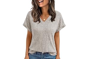 Cuptacc T-shirt för damer, lätta toppar, v-ringade, kortärmade toppar för damer, basic, tunika, eleganta skjortor, sommar