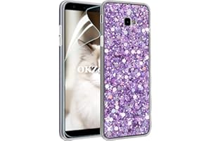 OKZone Coque Galaxy J4 Plus 2018 [avec Film de Protection écran HD], Étui en Silicone Souple Brillante Bling Glitter de TPU Bumper Housse Etui de Protection pour Galaxy J4 Plus 2018 (Violet)
