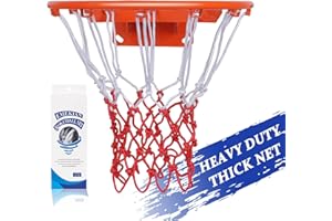 EMEKIAN Sport-Basketballnetz, Schwerlast Strapazierfähiges Polyester-Ersatz-Basketballnetz für Allwetter drinnen/draußen, 12 Schlaufen für professionelle Standardgröße, Kugel Nadel 1 Stück