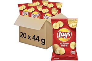 PEPSICO LAY'S Lay's al Punto de Sal - Patatas Fritas con Sabor Original, Pack de 20 Bolsas de Patatillas Deliciosas e Irresistibles, Snack y Aperitivo, Total: 20 x 44g = 880 g