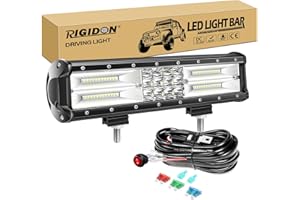 RIGIDON 12 Pollici 30cm 180W Barra Led Fuoristrada, Tripla Fila Barra Luce Led Con 12V Cablaggio, Luci di Lavoro Esterno Per Auto Trattore Camion SUV UTE ATV Barca 4x4 Veicoli Offroad, 6000K Bianca