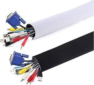 AGPTEK Neoprene Cable Sleeves for TV Computer Management Sleeves for PC/Home Theater/Speaker Home Entertainment Center(149cm long, 13.4cm wide) 1 Piece