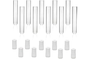 LABBOX KENZIUM – Pack of 20 x Test Tubes + 20 Neutral Stoppers | Volume: 10 ml | Borosilicate Glass Tubes | Round Bottom | Ideal for Laboratory and Education | for All Types of Samples