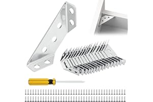 Invalidism 20 Pcs Universal Stainless Steel Furniture Corner Connectors, Stainless Steel Corner Brackets for Wood, Triangular Support Brackets with 80Pcs Screws for Corner Fastening Connectors