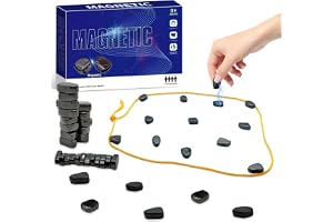 GZYYANG Magnetic Chess Game, Magnet Game Chess Board Set | Magnetic Effect Chess with 20 Stones, Travel Checkers & Strategy Board Game for Family & Adults