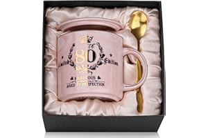 BICHING 80th Birthday Gifts for Women, 14oz Gold Pattern Coffee Mug, Fabulous 80 Limited Edition, Microwave Dishwasher Safe, Unique Gift for Mum, Best Friend, Wife, Sister, Coworker, Beautifully Gift Boxed