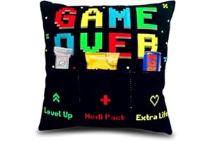 Bada Bing Poduszka dekoracyjna z 3 kieszeniami do samodzielnego napełniania – oryginalna poduszka z sentencją Game Over jako poduszka na prezent - spersonalizowany prezent urodzinowy na bony lub jako
